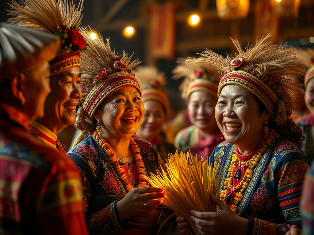 buat-dayak-sedang-merayakan-pesta-panen-padi-di-rumah-bwtang