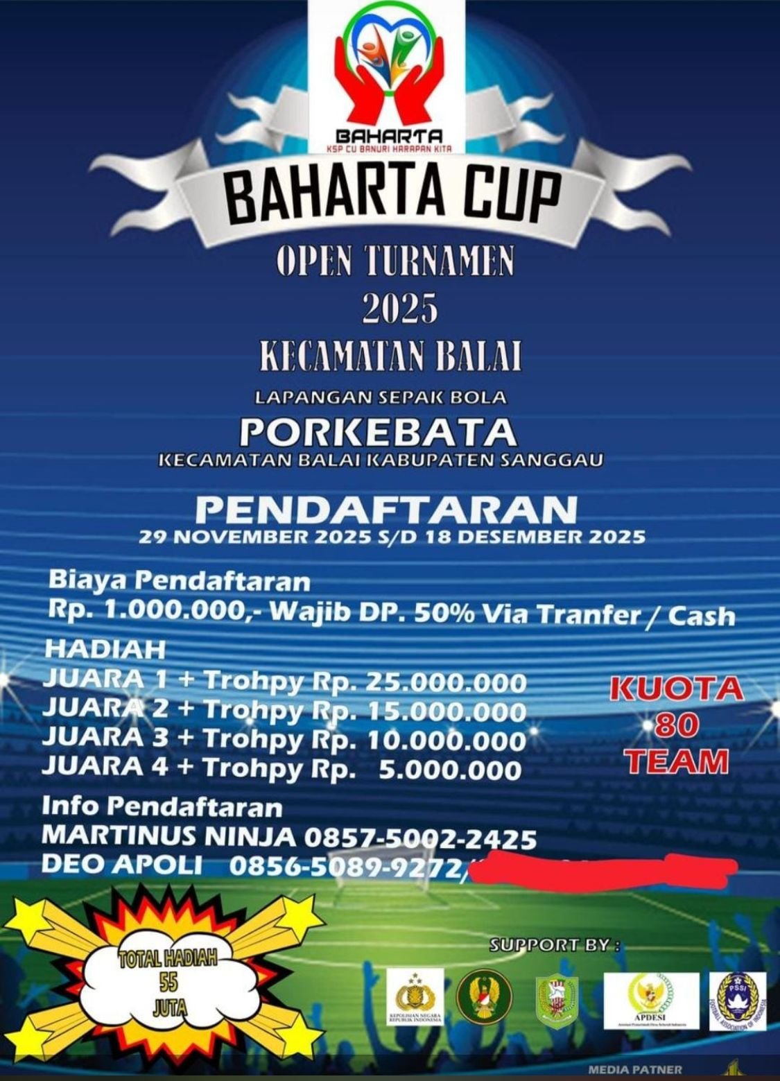 BAHARTA CUP 2025: Semangat Kompetisi Sepak Bola Terbesar di Kecamatan Balai