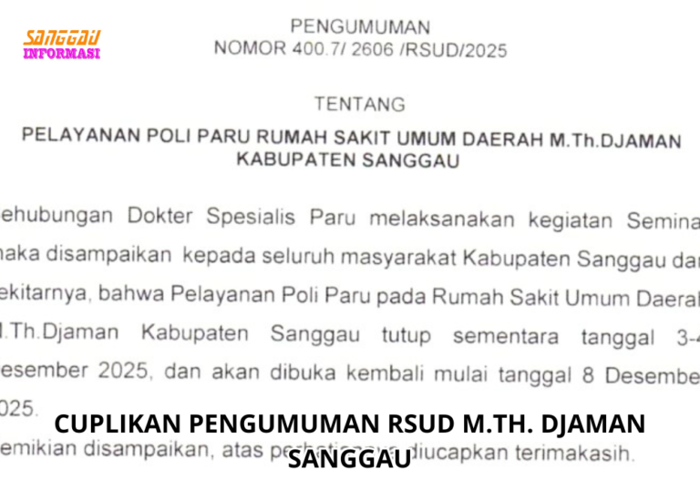 Pengumuman Resmi: Pelayanan Poli Paru RSUD M.Th. Djaman Tutup Sementara 3–4 Desember 2025