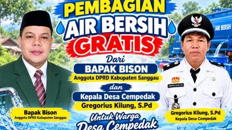 Anggota DPRD Sanggau Bison dan Kepala desa Cempedak Gregorius Kilung, S. Pd Salurkan Bantuan Air Bersih untuk Warga Desa Cempedak